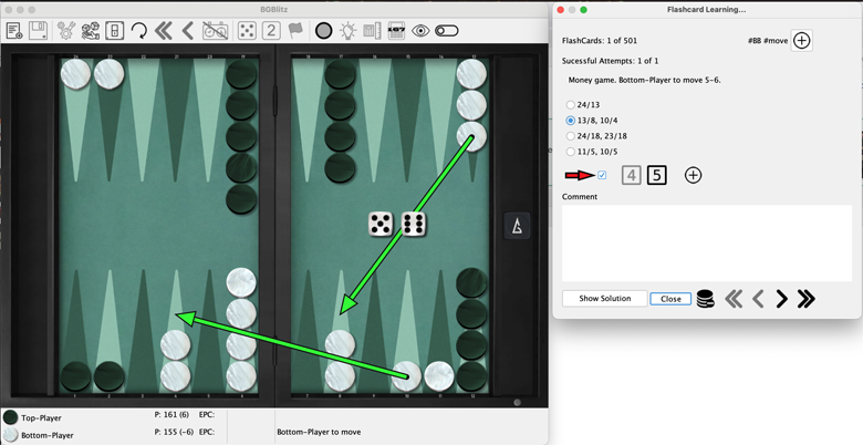 a best moves flash card, the question